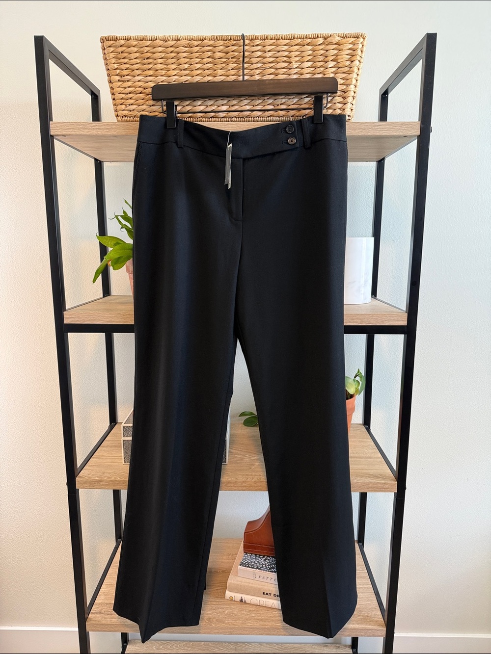 NWT Ann Taylor Margo HighRise Wool Black Boot Cut Woven Career Dress Pant 10